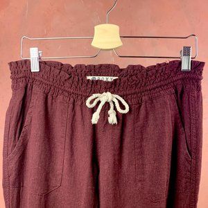 ROXY Linen Blend Wide Leg Pants/Oceanside Pant/Beach Pants Roxy/Burgundy Linen